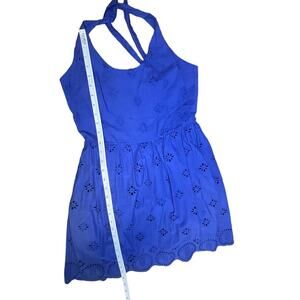 Aeropostale Medium Blue Eyelet Cross Back Knee Length Dress